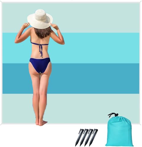 LOTTAFUN 6.5ft Sand Proof Water Resistant Beach Blanket - Lightweight Mat for Outdoor Picnic Camping