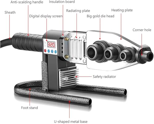 Miniatura 3 de Oxfuzz Máquina De Soldadura Por Fusión De Tuberías, Máquina De Soldadura Por Fusión De Tubos De Plástico, Con Tijeras Kit De Caja, Para Soldar 20-32 Mm 20-63 Mm Tuberías Ppr Pe Pp,32