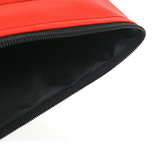 Money Bank Deposit Bag with Zipper | 11x6 inch | Red | Durable Leatherette Money Cash Coin Check Wallet Pouch for Men & Women with Framed ID Window and Blank Card | by GIDABRAND (1)
