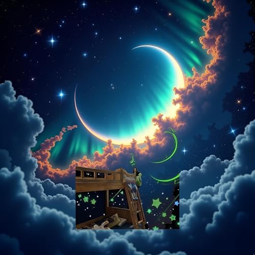 Vinilos decorativos estrellas y lunas luminiscentes 20 pzas miniatura 2