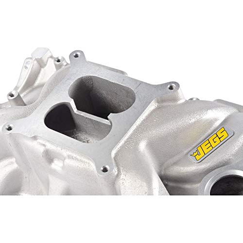 Jegs Small Block Chevy 1955-1986 Intake Manifold Kit | Idle - 5500 Rpm Power Range | Cast Aluminum | Square Bore Carburetor Mounting Pad | Includes Manifold, Gasket Set, Blue Rtv, And Hardware #TOP4
