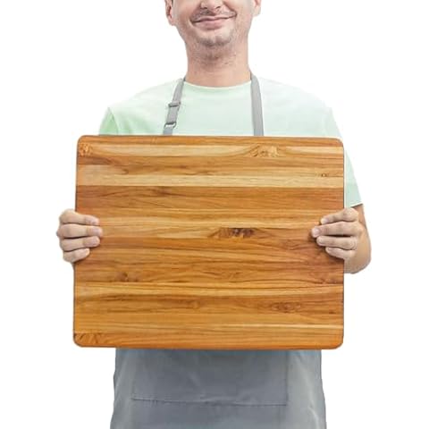 BEEFURNI Teak Wood Cutting Board with Hand Grip (S, 18x14x1"), Small Wooden Cutting Boards for Kitchen, Small Chopping Board Wood, Christmas Gifts, 1-Year Manufacturer Warranty Cover