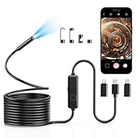 Vorth Endoskopkamera mit Licht, 1920P HD Endoskopkamera Handy mit 8 LED-Leuchten, 5M semi-steife Rohrkamera Inspektionskamera iOS und Android
