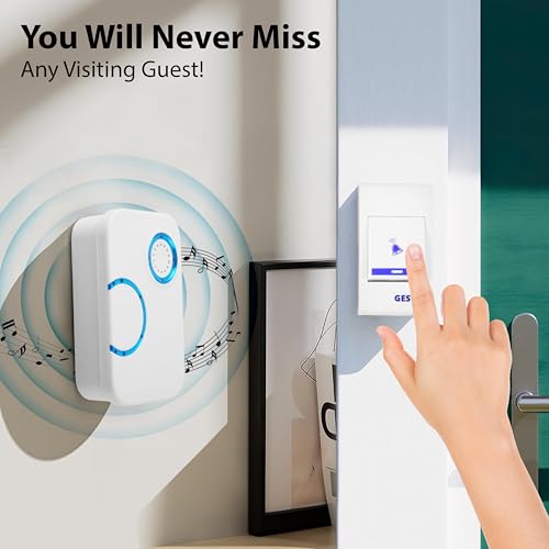 Image of Gesto Wireless Door Bell for Home - Without Wire Cordless Waterproof Door Chime With Ding Dong and 36 Melodies | 100 Feet Long Range Musical Doorbell for Home, Office, Desk,Hospitals & Hotels