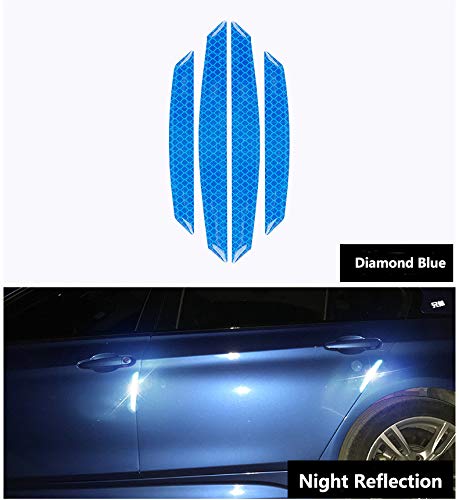 Image of ZYTC 4pcs 3D Super Reflective Stickers Carbon Fiber Strips Car Side Door Edge Bumper Anti-Scratch Protection Guards Trim Stickers Universal (Diamond Blue)