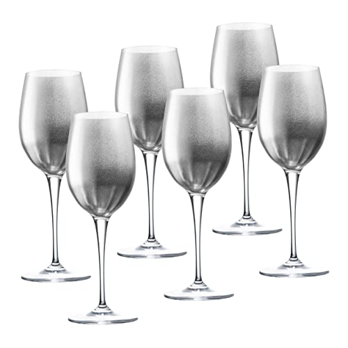 Copa de vino tinto, copa de agua, copas decoradas en plata, copas con tallo, juego de 6 copas, cristal sin plomo, 18 onzas - de Barski – Fabricado en Europa