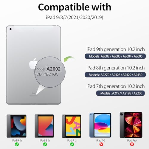 Coque iPad 10.2 avec porte-crayon étui iPad 9e 8e 7e génération rigide gris