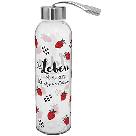 Die Geschenkewelt 46525 Erdbeeren und Spruch Leben, Glas, 50 cl Cover