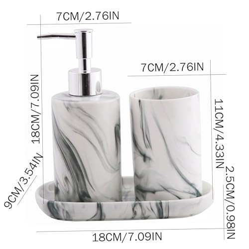 Juego de baño de mármol cerámico de lujo nórdico gris verdoso de 3 piezas elegante 6