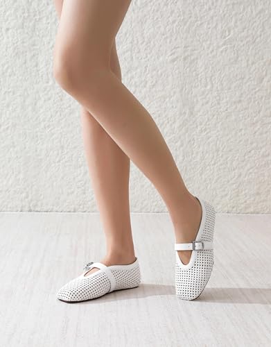 Image of vivianly Mesh Ballet Flats Shoes for Women Flats Comfortable Dressy Round Toe Mesh Flats Fishnet Mary Jane Flats for Events Party Leisure