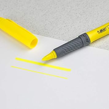 BIC Brite Liner Grip Highlighters, Chisel Tip, Classic Yellow, 2-Count