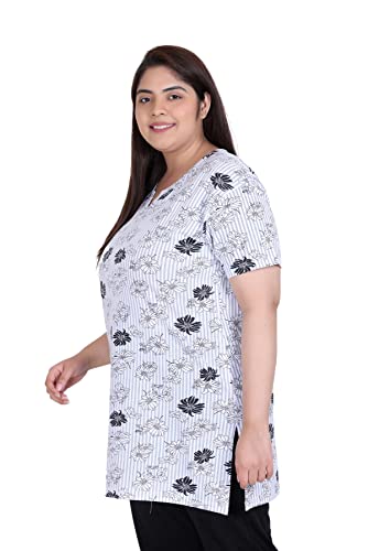Image of In Love Women's Cotton Plus Size Longline T-Shirt Half Sleeve with Pockets | Cotton fabric - soft longline T-shirt with easy plus-size fit
