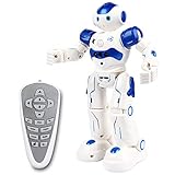 Yoego Remote Control Robot, Gesture Control Robot Toy for Kids, Smart Robot with Learning Music Programmable Walking Dancing Singing, Rechargeable Gesture Sensing Rc Robot Kit (Blue)