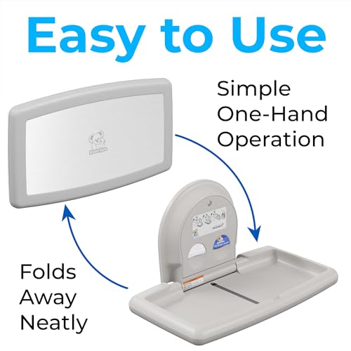Image of Koala Kare Surface-Mounted Horizontal Baby Changing Station with Stainless Steel Veneer, Model KB300-05SS (White Granite)