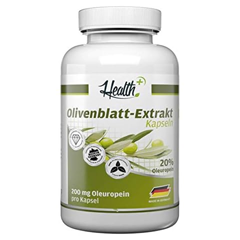 Health+ Olivenblattextrakt - 120 Kapseln mit 200 mg Oleuropein, starkes Antioxidans, vegane Olivenblatt-Extrakt Kapseln, Made in Germany Cover