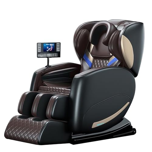 XUEBMA Sillón De Masaje Profesional con Pantalla LCD,airbags Corporales Completos Rodillos para Los Pies Diseño Compacto para Espacios Reducidos(Bruin)
