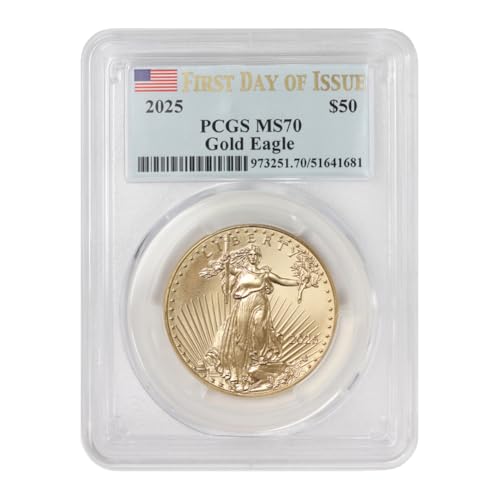 2025-1 oz American Gold Eagle MS-70 First Day of Issue Flag Label...