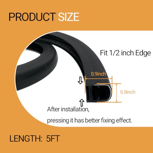 Image of U-Shape Edge Banding - Fits 1 /2 inch Edge, Rubber Trim for Sharp /Rough Surfaces, Veneer, Sheet Metal, Tables, Cars, Trucks, Boats & More - 5FT