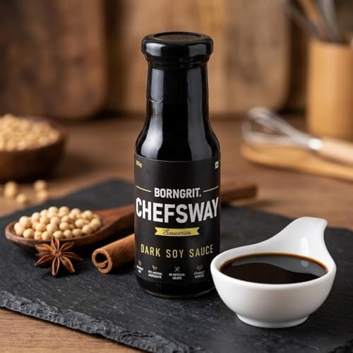 Image of Borngrit Chefsway Dark Soy Sauce - 100% Natural, No Artificial Colors, Rich Flavor Cooking Sauce (220g)