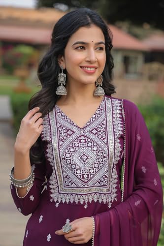 Kurta bordeaux de qualité supérieure en coton avec pantalon et dupatta finitions soignées S - 5