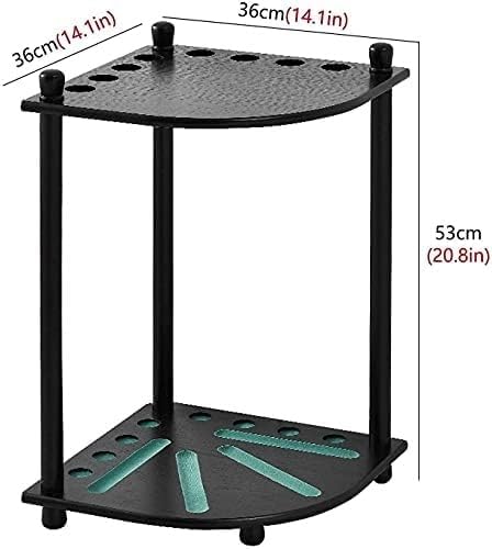 Pool Rack Floor Stand, Floor-Standing Pool Stick Holder with Storage Panel, Portable Corner Billiard Holder, for Billiards Rooms