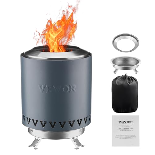 VEVOR Brasero de Mesa de Acero Inoxidable para Interior y Exterior, Quemador Portátil de Alcohol Isopropílico, para Hacer Smores, para Acampar, Patio, con Bolsa Almacenamiento, Azul, Φ 150 x 205 mm