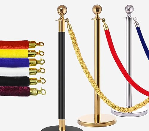 2 Pack Velvet Stanchion Rope with Gold Hooks - VIP Queue Barrier Rope for Event & Party, Crowd Control Divider for Concerts, Bars, and Special Occasions - Red Velvet Rope