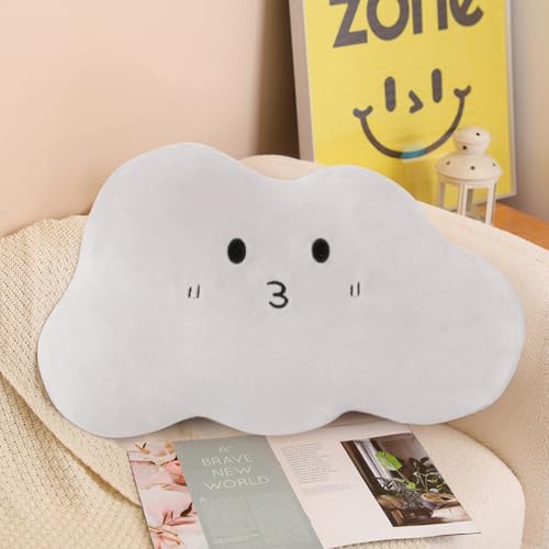 JEMAジェマ クッション もちもちクッション 絵文字 顔文字 抱き枕 雲型 ふわふわ 可愛い 座布団 リビング 背あて ソファー用 インテリア 枕 おしゃれ 北欧 50×35cm グレー