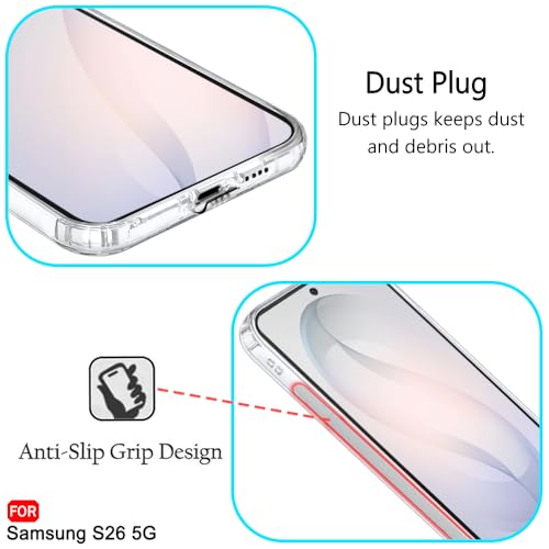 Image of TheGiftKart for Samsung S26 Case, Ultra Clear Soft Back Cover, Inbuilt Dust Plugs & Anti-Slip Grip, Total Camera Protection, Slim & Protective Galaxy S26 Back Cover (Silicone, Transparent)