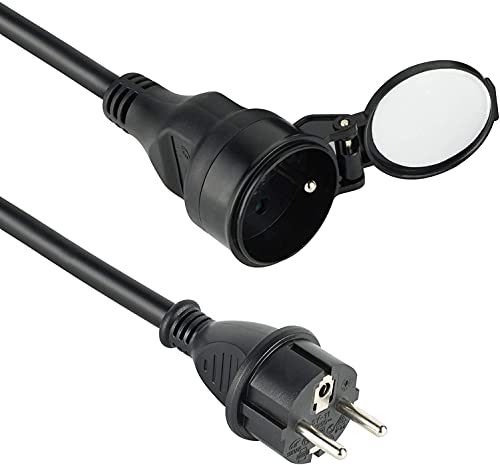 Electraline – Profi-Verlängerungskabel, Wasserdichte IP44, schwarz, 200121