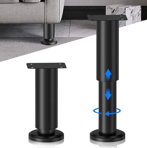 TOATELU 2 piedini per mobili regolabili in altezza: piedini regolabili in altezza in acciaio laminato a freddo, base di supporto, letto regolabile, per mobili, divano, letto, comodino, armadietto