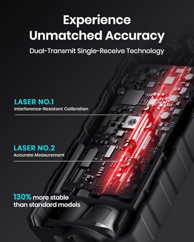 Image of 70m Digital Laser Distance Meter MiLESEEY with Angle Sensor, ±2mm Accuracy, Area /Volume & Pythagoras Modes, Backlit LCD, IP54, Battery Included