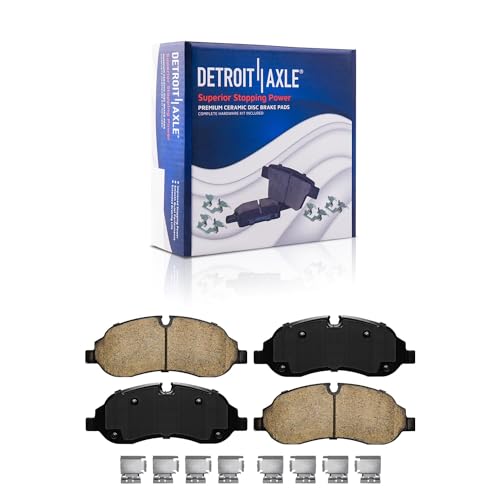 Image of Detroit Axle - 4pc Brake Pads for Ford Transit-150 250 350 HD, 4 Front and Rear Ceramic Brake Pads w /Hardware Replacement
