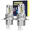 AHOBXD H4 Light Bulbs Super Bright Upgraded 900% 55000LM Brightness 6500K White H4/9003 Light Bulbs 1:1 Halogen Size Cooling Fan Plug and Play Fog Light Direct Fit Pack of 2