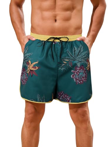 Men's Swim Trunks 5 Inch Quick Dry Swim Shorts Stretch Beach Board Shorts with Pockets -No Mesh Liner