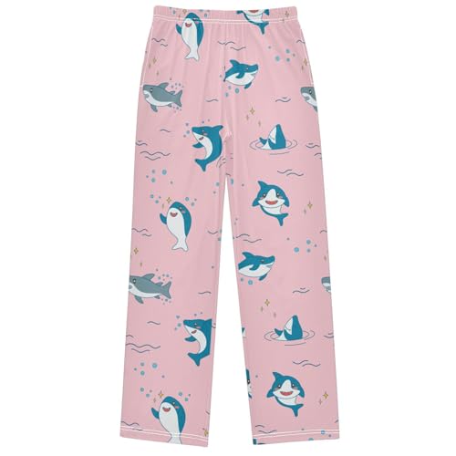 Boy's Pants Sea Creature Blue Dolphin Pink Jogger Pants Elastic Waist Long Bottoms Trousers with Pockets 6-14 Years