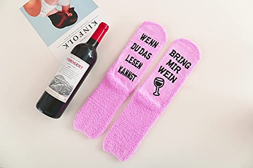 Foto von Wein-Socken, Geschenk für Frauen, WENN DU DAS LESEN KANNST BRING MIR WEIN, Geburtstagsgeschenk für Freundin, Schwester-Geschenk, Hellrosa, 36-42