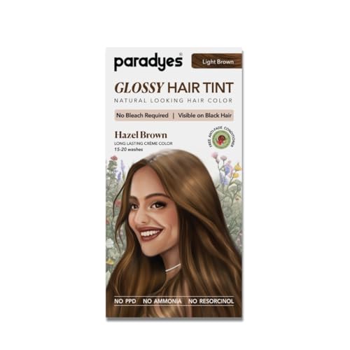 Image of Paradyes Hazel Brown No-Bleach Glossy Hair Tint with 7-in-1 Hair Colouring Kit