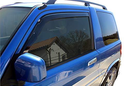 J&J Automotive Deflettori D’Aria Antiturbo Per Mitsubishi Pajero Pinin 5 Porte (2000-2015) – Set Da 2 Anteriori, Acrilico 3 Mm, Montaggio A Incastro – Grigio
