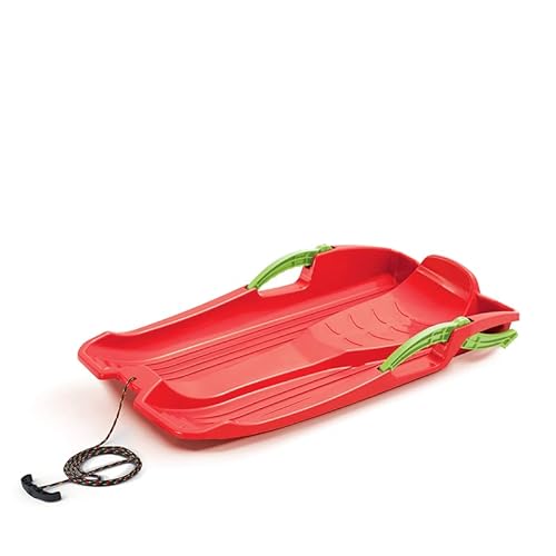 NEUSTANLO Rodel Bob Schlitten Modell Hornet Rot mit Zugseil und Griff
