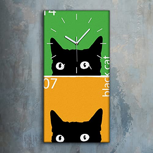 Image Art Mural Art Moderne Horloge Toile de Qualité Mains Blanches Chat Noir