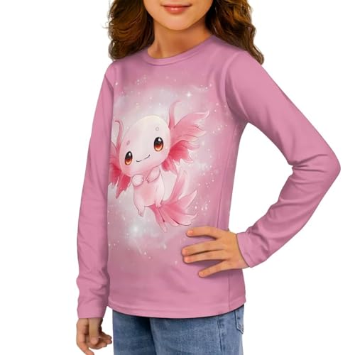 Image of Girls Long Sleeve Shirts Casual Crewneck Soft T-shirts for Girls 3-16 Years Old