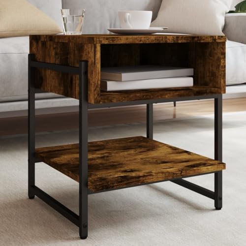 Table basse chêne fumé moderne 40x40 cm table d'appoint de salon