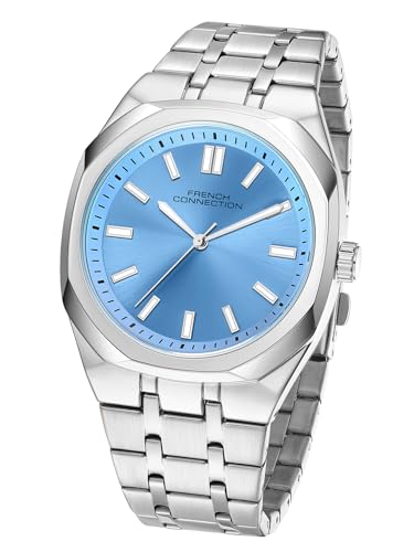 Image of French Connection Lumiere | Analog Display | Blue Dial | Silver Stainless Steel Strap | Watch for Men - FCU16USM