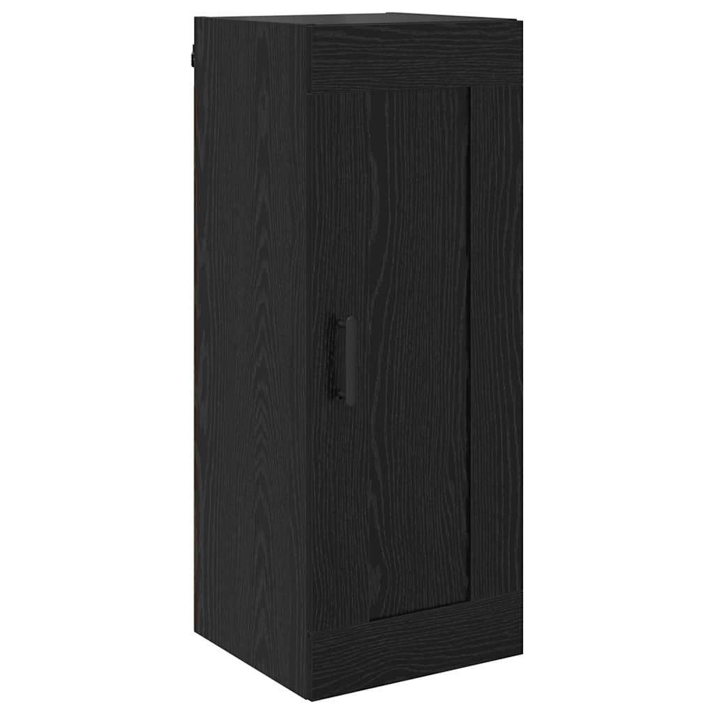 Armadietto da parete nero effetto rovere, 34,5 x 34 x 90 cm