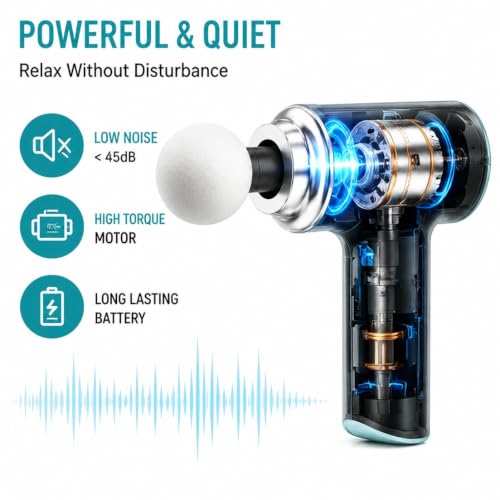 Image of Massager Machine for Pain Relief Mini Gun - Body, Neck, Shoulders, Back, Arms & Feet Massager- 6 Speed Settings -7 Type-C Charging for Muscle Pain Relief Recovery GT32