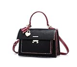 DEERWORD Damen Handtaschen Frauen Schultertaschen PU-Leder Bowlingtaschen Umhängetaschen Schwarz