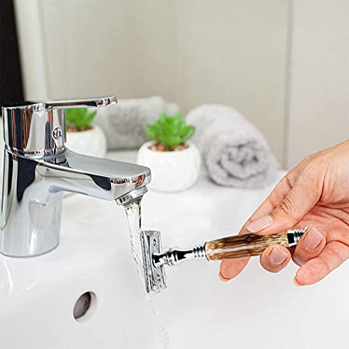 Grandslam-Double-Edge-Safety-Razor-10-Blades-Safety-Razor-with-Handmade-Long-Natural-Bamboo-Handle-Eco-Friendly-Safety-Razors-for-WomenMen-Ladies-Shaver
