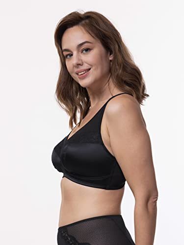 Dorina Women Teagan Curves Non No Pad Wireless Wirefree Full Cup Coverage Minimizer Bra 1 Cup Smaller - Black - 34Dd #TOP3