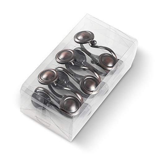 CHICTIE Bronze Shower Curtain Hooks Rings,Oil Rubbed Decorative Shower Curtain Hooks,Rustproof Vintage Shower Hooks for Bathroom,Set of 12 (Oil-Rubbed Bronze)